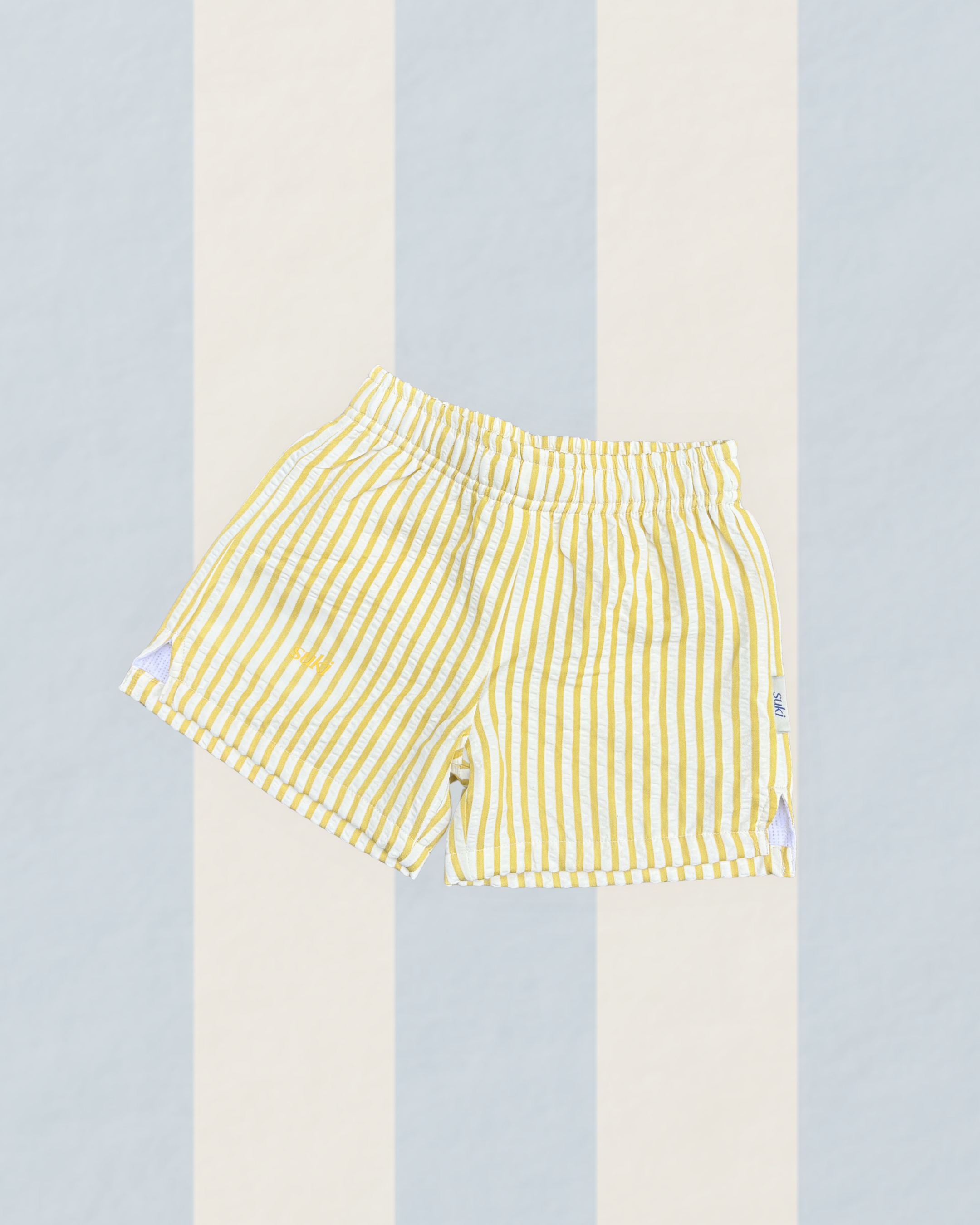 Boys swim shorts in yellow stripe  