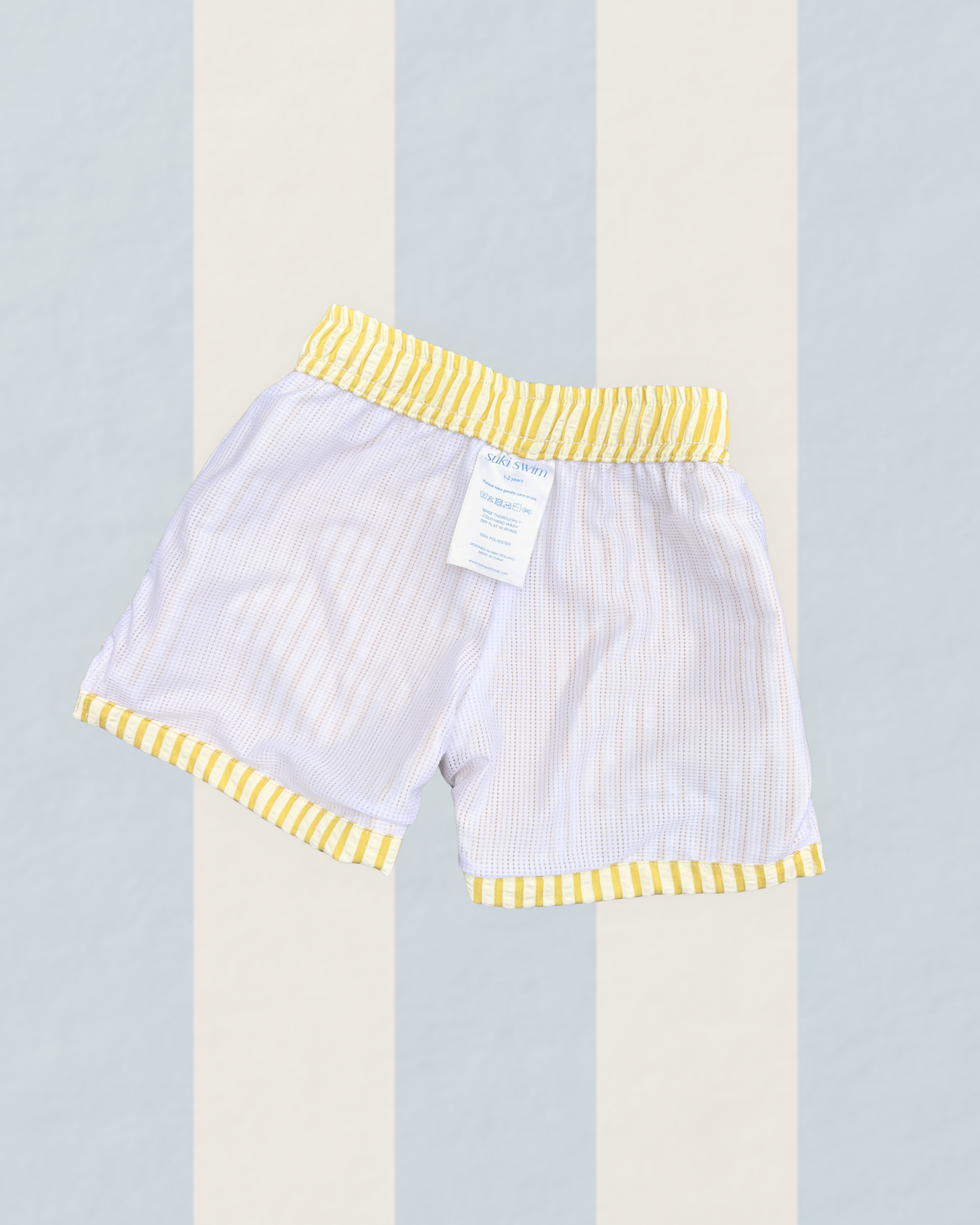 Boys swim shorts lining in yellow stripe  