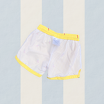 Boys swim shorts hand-painted chillis yellow red UPF50+ soft lined