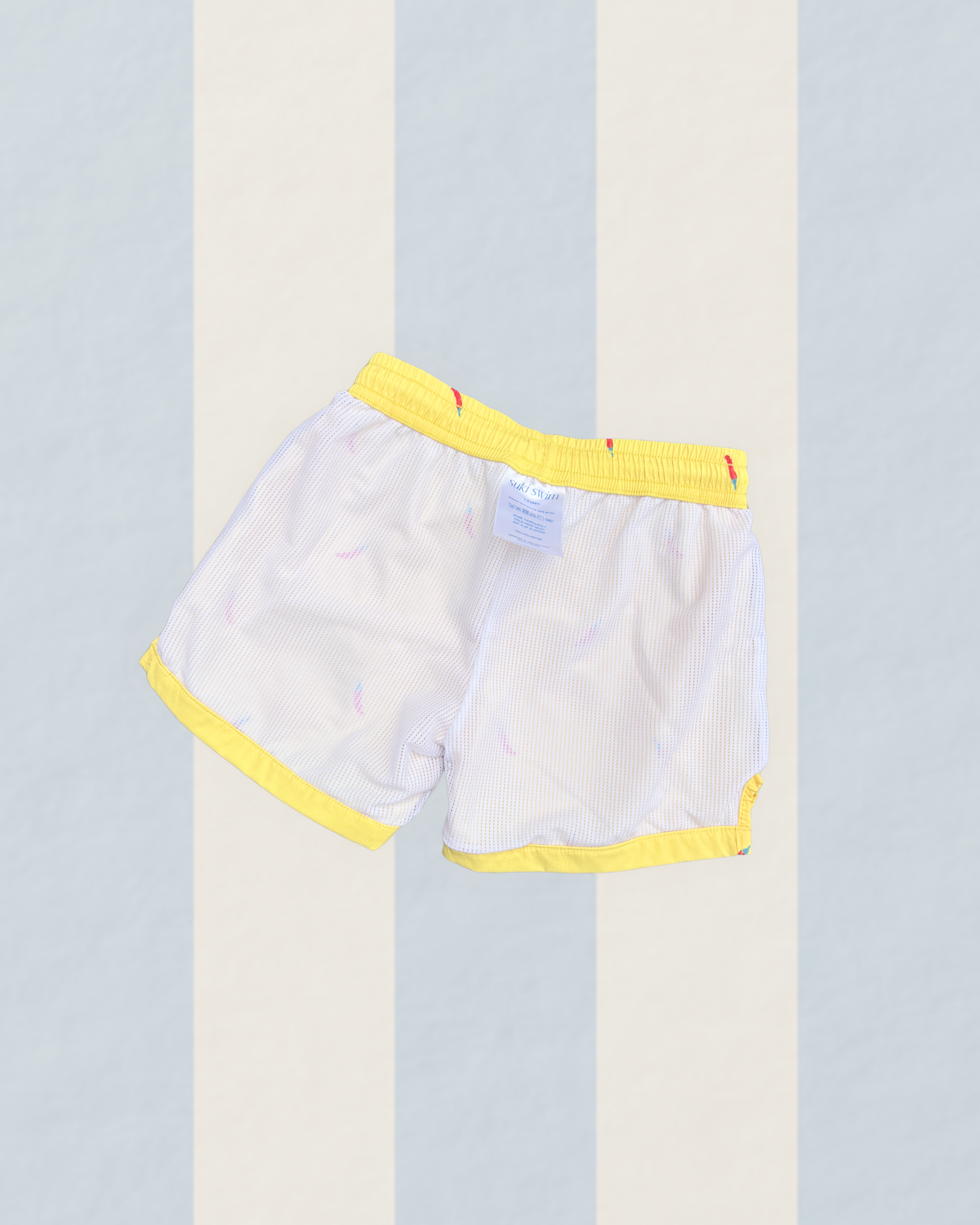 Boys swim shorts hand-painted chillis yellow red UPF50+ soft lined