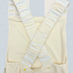Girls one piece swimsuit hand-painted watercolour lemon pattern UP50+ cross ruched back straps yellow and cream